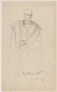 Piirustus, professori Benjamin Silliman, Sr. Seisoo; vasen: Prof. Benjamin Silliman, Sr. Istumassa, 1858 tekijältä Daniel Huntington