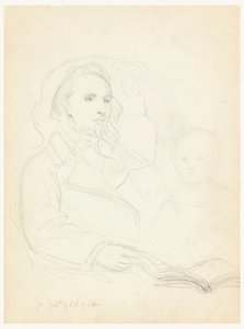 Piirustus, luonnoksia "Lesson of Charity" -teokseen ja Peter Richardsin muotokuva, 1849. tekijältä Daniel Huntington