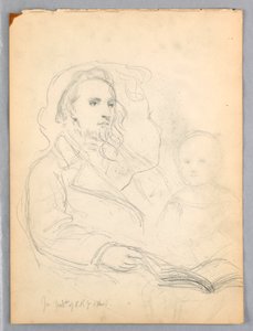 Piirustus, luonnoksia "Lesson of Charity" -teokseen ja Peter Richardsin muotokuva, 1849. tekijältä Daniel Huntington