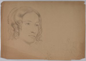 Piirustus, Luonnoksia naisten päistä, 1840-luku tekijältä Daniel Huntington