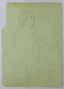 Piirustus, tutkimus "Communion of t", 1845 tekijältä Daniel Huntington