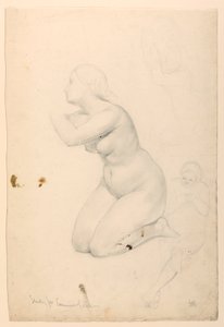 Piirros, tutkimus "Sairaiden ehtoollinen", 1844-45. tekijältä Daniel Huntington