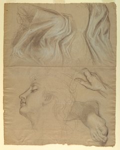 Piirros, luonnos "Oikeus ja Pe", 1878 tekijältä Daniel Huntington