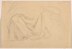 Piirustus, luonnos "Oikeudenmukaisuus ja rauha", Draperia, 1878-86. tekijältä Daniel Huntington