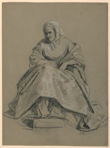 Piirustus, luonnos "Martha Washingtonin vastaanotto", 1860 tekijältä Daniel Huntington