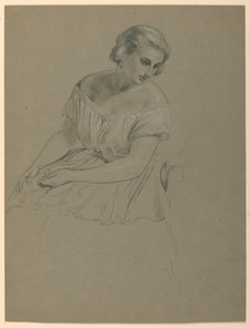 Piirustus, luonnos "Martha Washingtonin vastaanotto", 1860 tekijältä Daniel Huntington