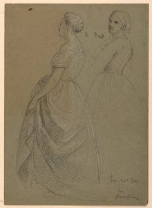 Piirros, luonnos "Martha Washingtonin vastaanotto", 1860. tekijältä Daniel Huntington