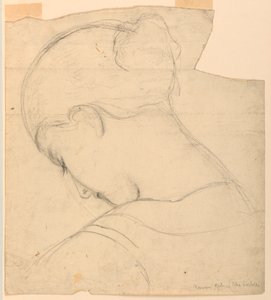 Piirustus, Tutkimus "Roomalainen tyttö", naisen pää, 1841 tekijältä Daniel Huntington