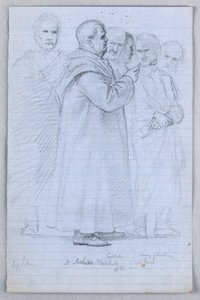 Piirros, Tutkimus "Tieteellinen ryhmä", 1858 tekijältä Daniel Huntington