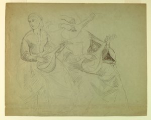 Piirustus, Tutkimus "Titian Showing", 1871-72. tekijältä Daniel Huntington