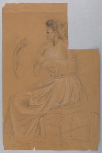 Piirustus, Tutkimus "Tizian Showing", 1872 tekijältä Daniel Huntington