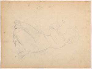 Piirros, nainen polvistumassa, n. 1852 tekijältä Daniel Huntington