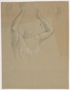 Piirros, Nainen kädet kohotettuna A, 1844-45 tekijältä Daniel Huntington