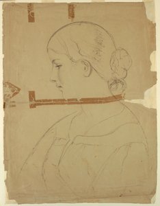 Piirros, Nainen profiilissa, malli Roomassa, 1840 tekijältä Daniel Huntington