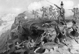 Ylämaalaiset hyökkäämässä Venäjän redouttia vastaan, Alman taistelu, 1854, 1857 tekijältä Daniel John Pound