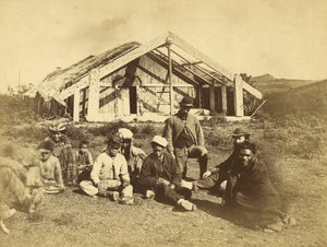 Kuwaitis Runanga House, Waiona, Bay of Islands, n. 1870 (albumiprintti) tekijältä Daniel Louis Mundy