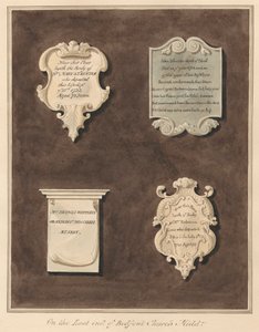 Muistomerkit rouva Mary Stauntonille, John Silvesterille, rouva Frances Whiterlylle ja rouva Rebecca Lonelle Bedfont Churchista tekijältä Daniel Lysons