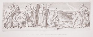 Tulinen tähti ilmestyy Englantiin, uhkaava katastrofi, ja Malmesburyn munkki on tunnustanut sen "The Story of the Norman Conquest" -kirjasta, kaivertanut L. Gruner, 1866 tekijältä Daniel Maclise