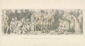 Harold, Williamin kumppani Bretagnen kampanjassa, vastaanottaa Bretagnen jaarlin Conanin alistuksen tekijältä Daniel Maclise