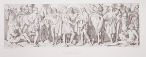 Harold ja herttua William tapaavat, L. Grunerin kaivertamasta The Story of the Norman Conquest -kirjasta, 1866 tekijältä Daniel Maclise