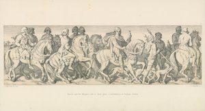 Harold ja hänen ritarinsa ratsastavat lähtöpaikalleen Boshamiin Sussexissa tekijältä Daniel Maclise