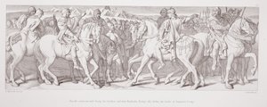 Haroldin haastattelu Tostigin, hänen veljensä, ja Hardradan, Tostigin liittolaisen kanssa, ennen Stamford Bridgen taistelua kirjasta "The Story of the Norman Conquest", kaivertanut L. Gruner, 1866 tekijältä Daniel Maclise