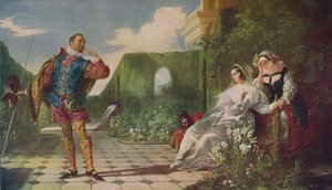 Kohtaus kahdestoista yöstä Malvolio ja kreivitär, c1840, c1915 tekijältä Daniel Maclise