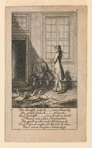Laiska ja heikkomielinen, kuvitus "Königl: Grosbrit [anian] genealogical Calendar 1780 Lauenberg, J.G. Berenberg" tekijältä Daniel Nikolaus Chodowiecki