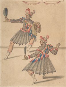Piirustus kahdesta "amerikkalaisesta" Ballet de la Douairière de Billebahautille, 1626.