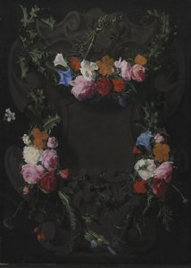 Kivikartaussi, jossa on kukkaseppele tekijältä Daniel Seghers