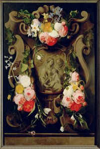 Pyhän perheen asetelma (öljy tammipuulle)