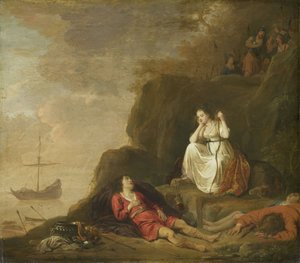 Theagenes ja Chariclea, noin 1625-1640 (öljy paneelille). tekijältä Daniel Thivart
