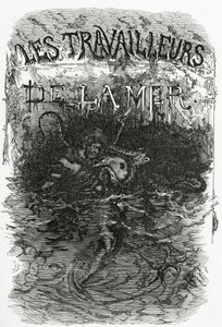Kuvitus romaanille Les Travailleurs de la Mer, 18th Century (bw-kaiverrus) tekijältä Daniel Urrabieta Vierge
