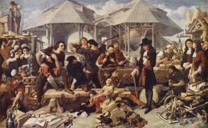 Pietari Suuri Deptfordin telakalla Lontoossa tekijältä Daniel after Maclise