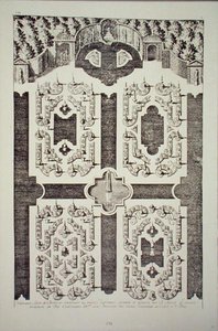 Puutarhasuunnittelu, "New Book of Parterres" (kaiverrus)