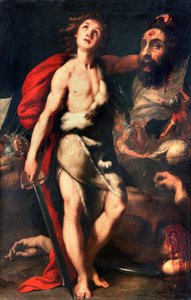 Giant Goljatin voittaja David pitää päätään kädessään Daniele Crespin (1598-1630) maalaus 1623 Palazzo Borromeo, Isola Bella, Stresa Italia