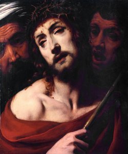Kristuksen pilkkaaminen Kärsivän Kristuksen kasvoilla on orjantappurat. Daniele Crespin (1598-1630) maalaus 1600-luvun Basilica San Giovanni, Busto Arsizio Italia tekijältä Daniele Crespi