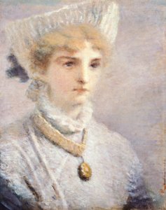 Daniele Ranzonin tyttö valkoisessa (1843-1889) tekijältä Danielle Ranzoni
