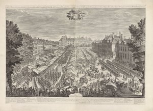 Haagin messut Orangen prinssin ja prinsessan kanssa, 1686 Haagin messut nousevilla hampurilaisilla esittelemässä hänen kuninkaallisille korkeuksilleen herrani prinssi ja rouva oranssin prinsessa / Foire de la Haye, avec les bourgois sous les armes, sa