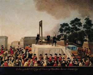 Ludvig XVI:n (1754-1793) teloitus 21. tammikuuta 1793 (öljy kuparilla)