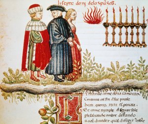 Vergilius, Dante ja Matelda, Kiirastule, Canto XXIX, valaistu sivu Divine Comedysta, kirjoittanut Dante Alighieri (1265-1321) tekijältä Dante Alighieri