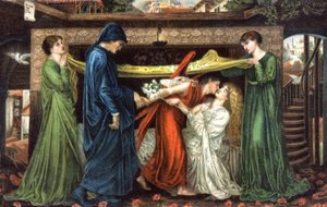 Dante Alighieri tapaa Beatricen, noin 1900 (postikortti)