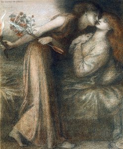 Danten unelma Beatricen kuolinpäivänä (Io sono in pace) - Dessin de Dante Gabriel Rossetti (1828-1882) tekijältä Dante Gabriel Charles Rossetti