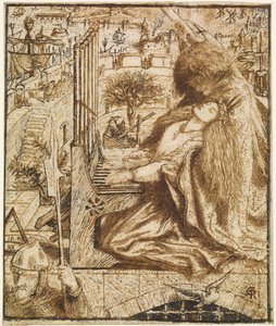 Moxonin Tennysonin - Saint Cecilia -teoksen suunnittelu tekijältä Dante Gabriel Charles Rossetti