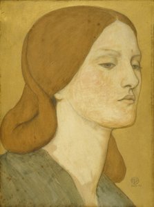 Nro 1575 Vihreässä mekossa olevan tytön pää (Elizabeth Siddal), 1850-65 tekijältä Dante Gabriel Charles Rossetti
