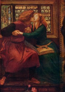 Paolo ja Francesca da Rimini yksityiskohta, 1855 tekijältä Dante Gabriel Charles Rossetti