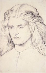 Annie Millerin muotokuvatutkimus, n. 1860–1863 (kynä, intialainen muste ja grafiitti paperille) tekijältä Dante Gabriel Charles Rossetti