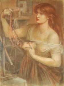 Risen at Dawn - Gretchen löytämässä Faustsin jalokiviä, 1868 (liitu paperille) tekijältä Dante Gabriel Charles Rossetti