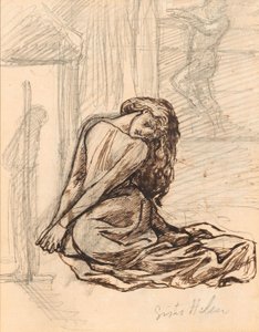 Sisar Helen, n. 1870 (grafiitti ja ruskea muste levylle kiinnitetyllä paperilla) tekijältä Dante Gabriel Charles Rossetti