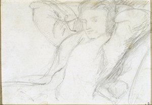 Tutkimus istuvasta naisesta, 1860 (grafiitti paperille) tekijältä Dante Gabriel Charles Rossetti